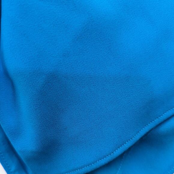 Badgley Mischka Odessa Split Front Crepe Gown V-Neck Puff Sleeves Blue Size 0 - Picture 12 of 15